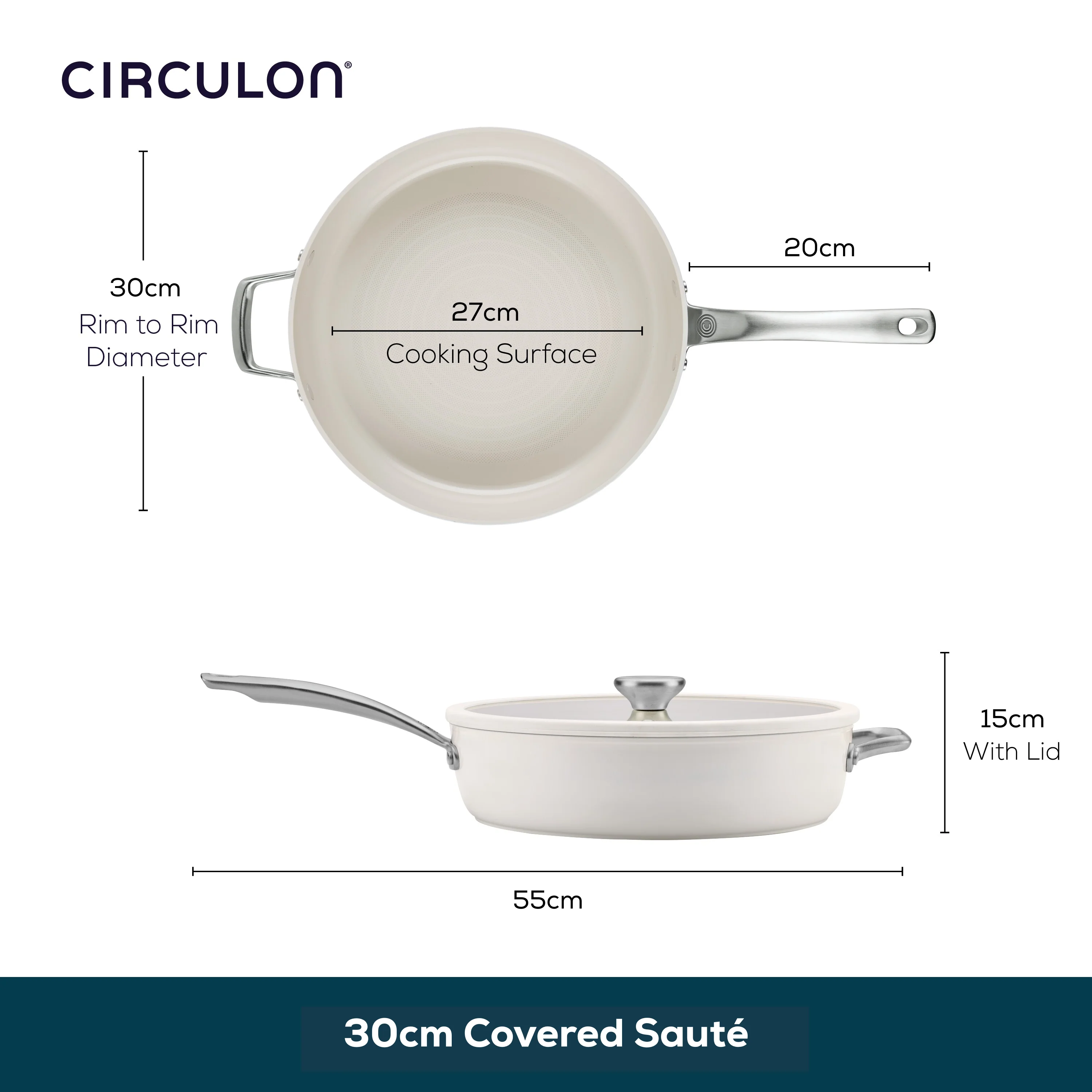 Halo LaserDefense™ Non-Stick Ceramic Sauté Pan & Lid - 4.7L - Image 3