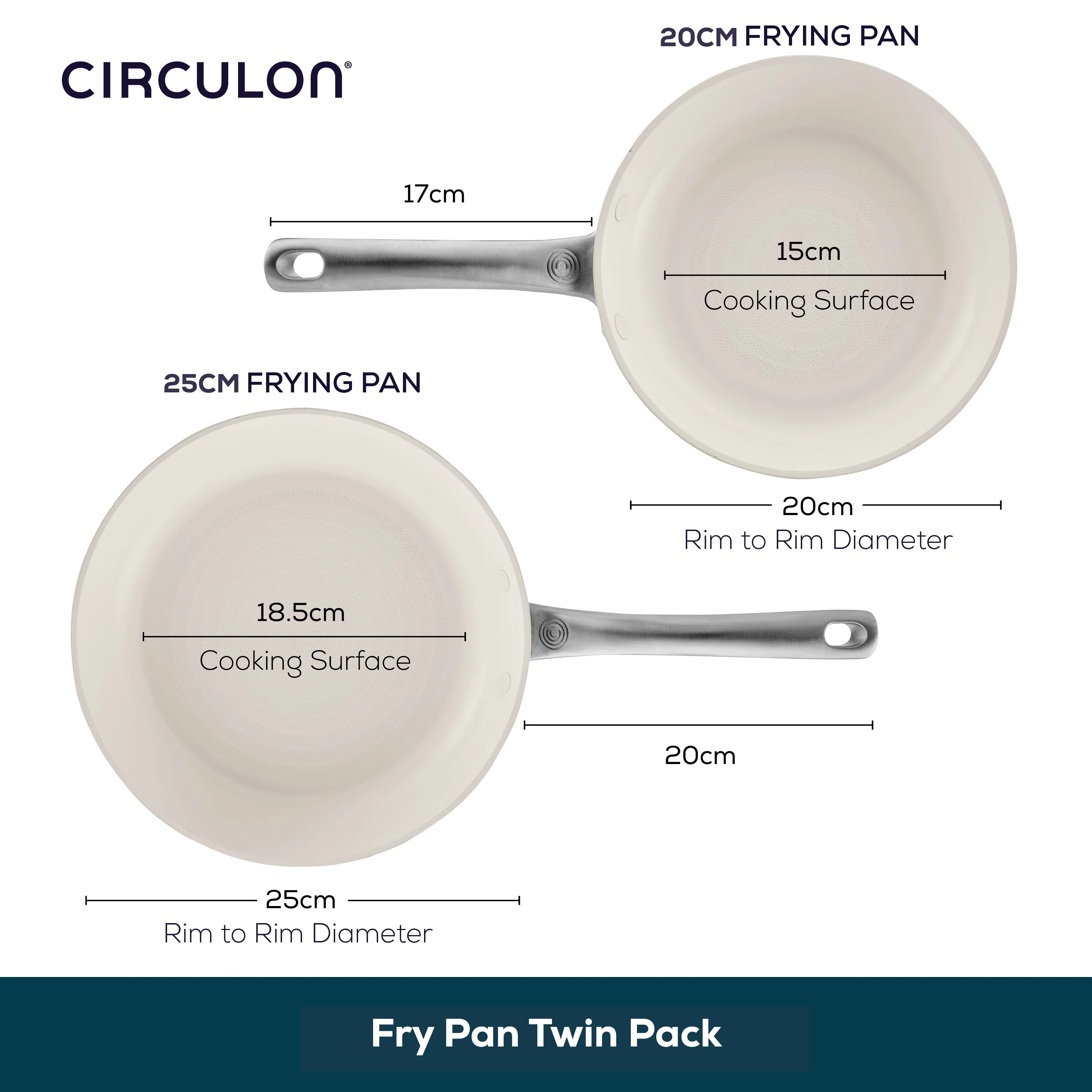 Halo LaserDefense™ Non-Stick Ceramic Frying Pan Twin Set - 20cm & 25cm - Image 3