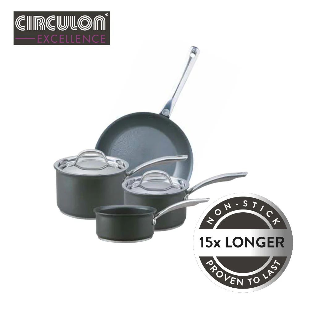 Excellence Non-Stick Induction Saucepan & Lid, Skillet & Milk Pan Set - 4 Pieces - Image 3