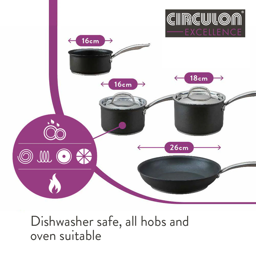 Excellence Non-Stick Induction Saucepan & Lid, Skillet & Milk Pan Set - 4 Pieces - Image 7
