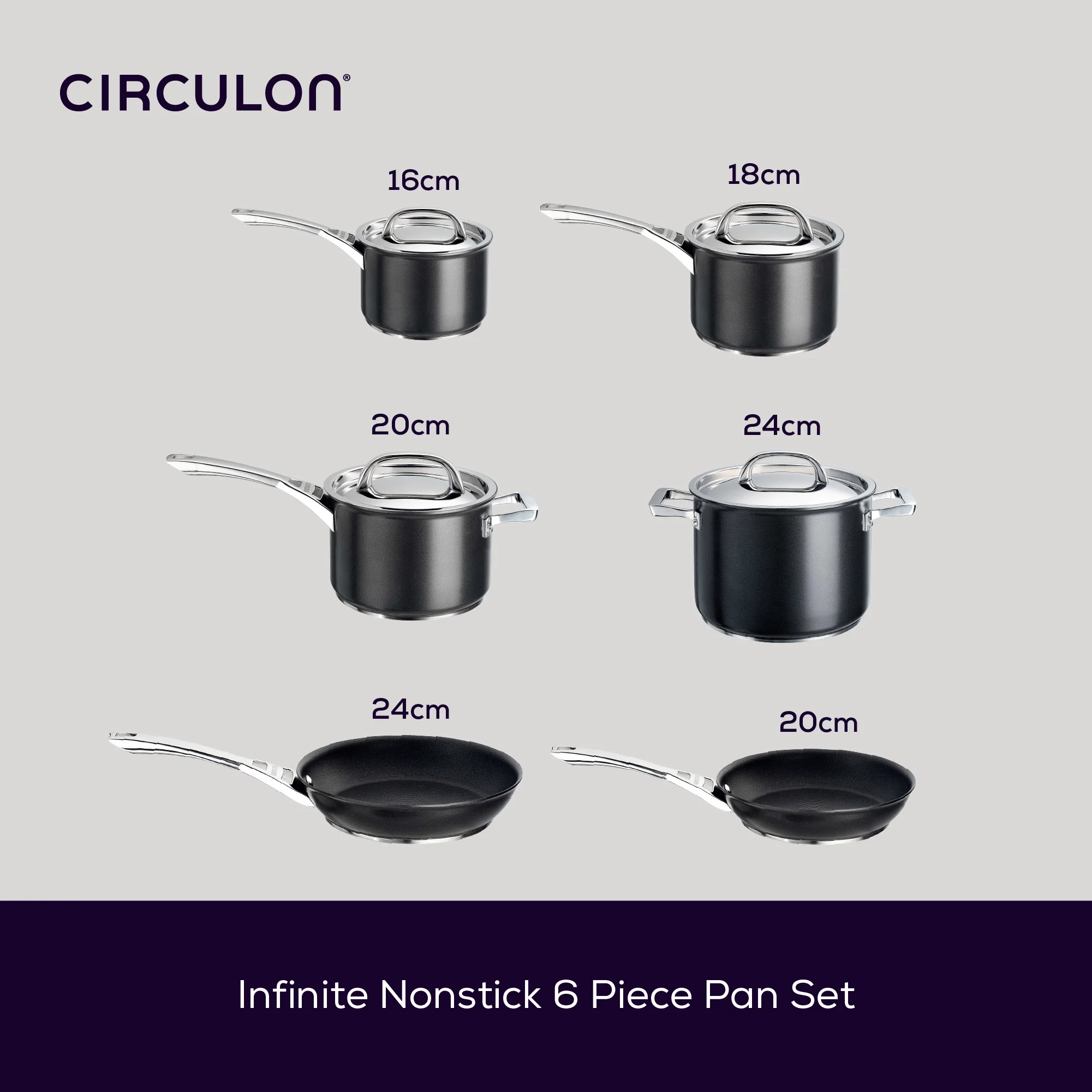 Infinite Non-Stick Induction Skillet, Saucepan & Stockpot Pan Set - 6 Piece - Image 5