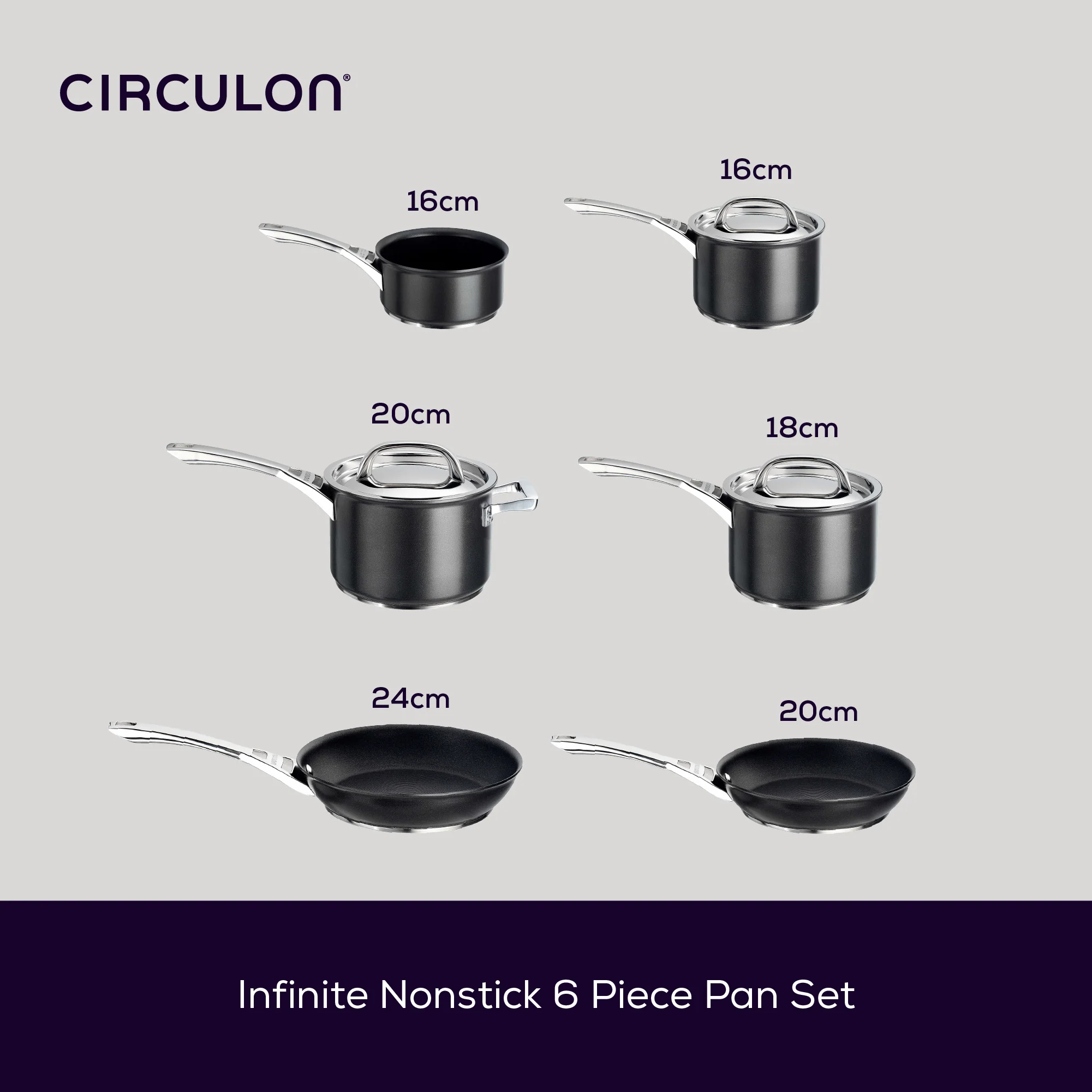 Infinite Non-Stick Induction Skillet, Milk Pan, Saucepan & Lid Set -  6 Pieces - Image 5