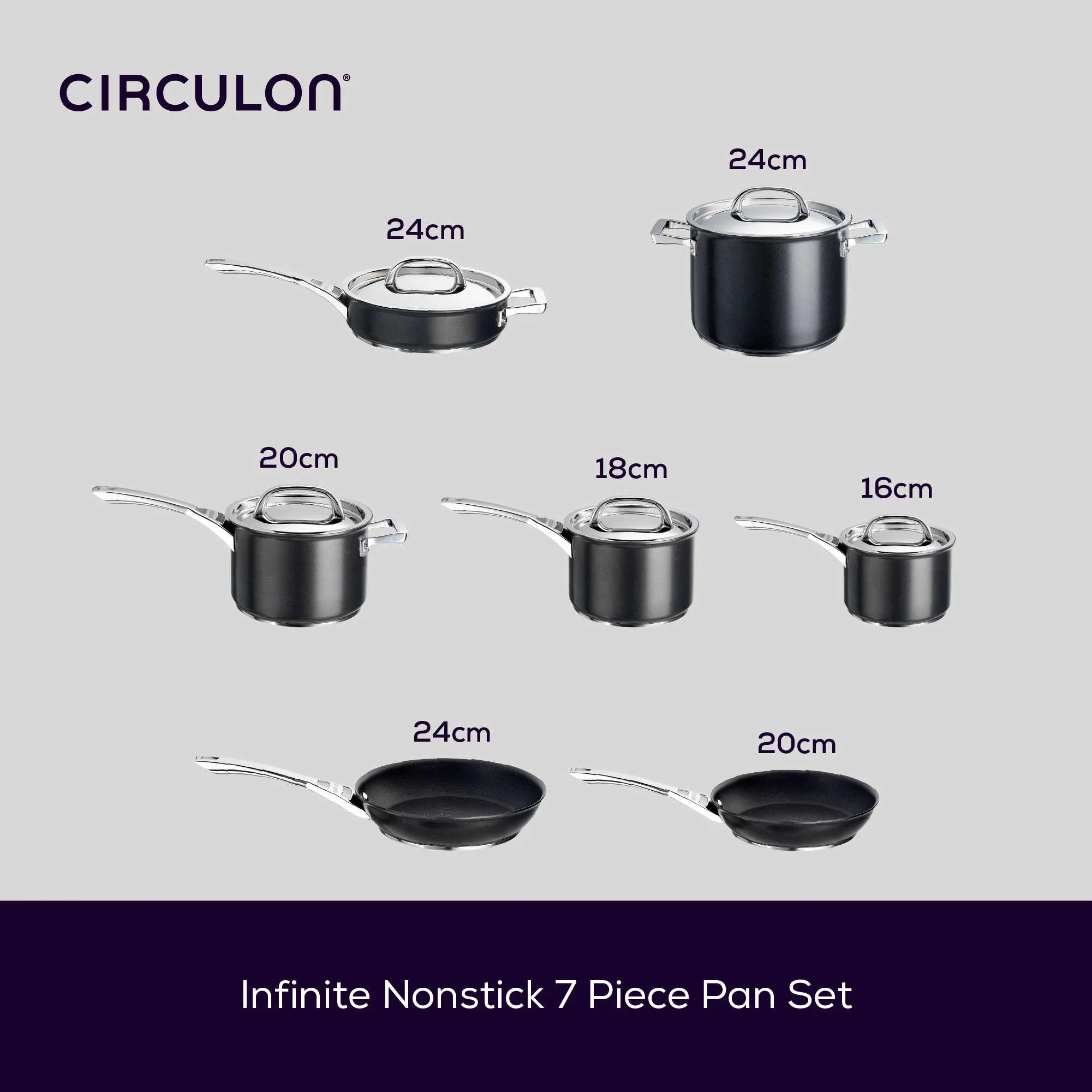 Infinite Non-Stick Induction Sauté, Stockpot & Skillet Pan Set - 7 Piece - Image 5