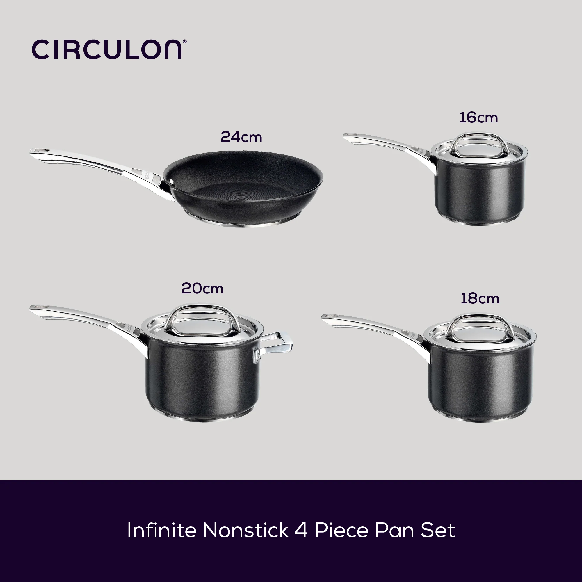 Infinite Non-Stick Induction Saucepan & Skillet Set - 4 Pieces - Image 5
