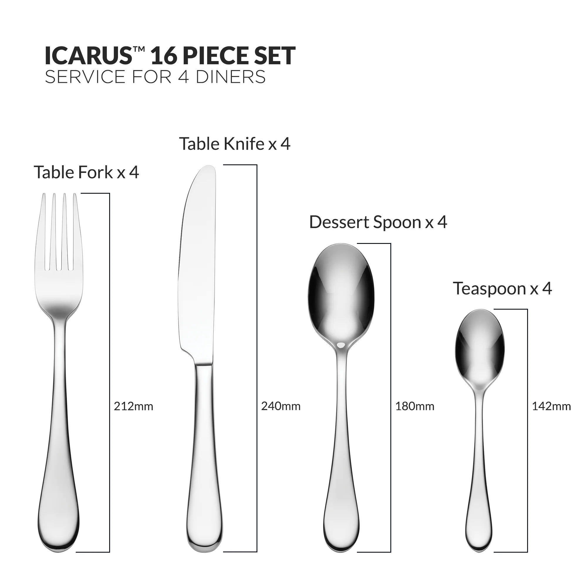 Oneida Icarus Cutlery Set - 16 Pieces - Image 3
