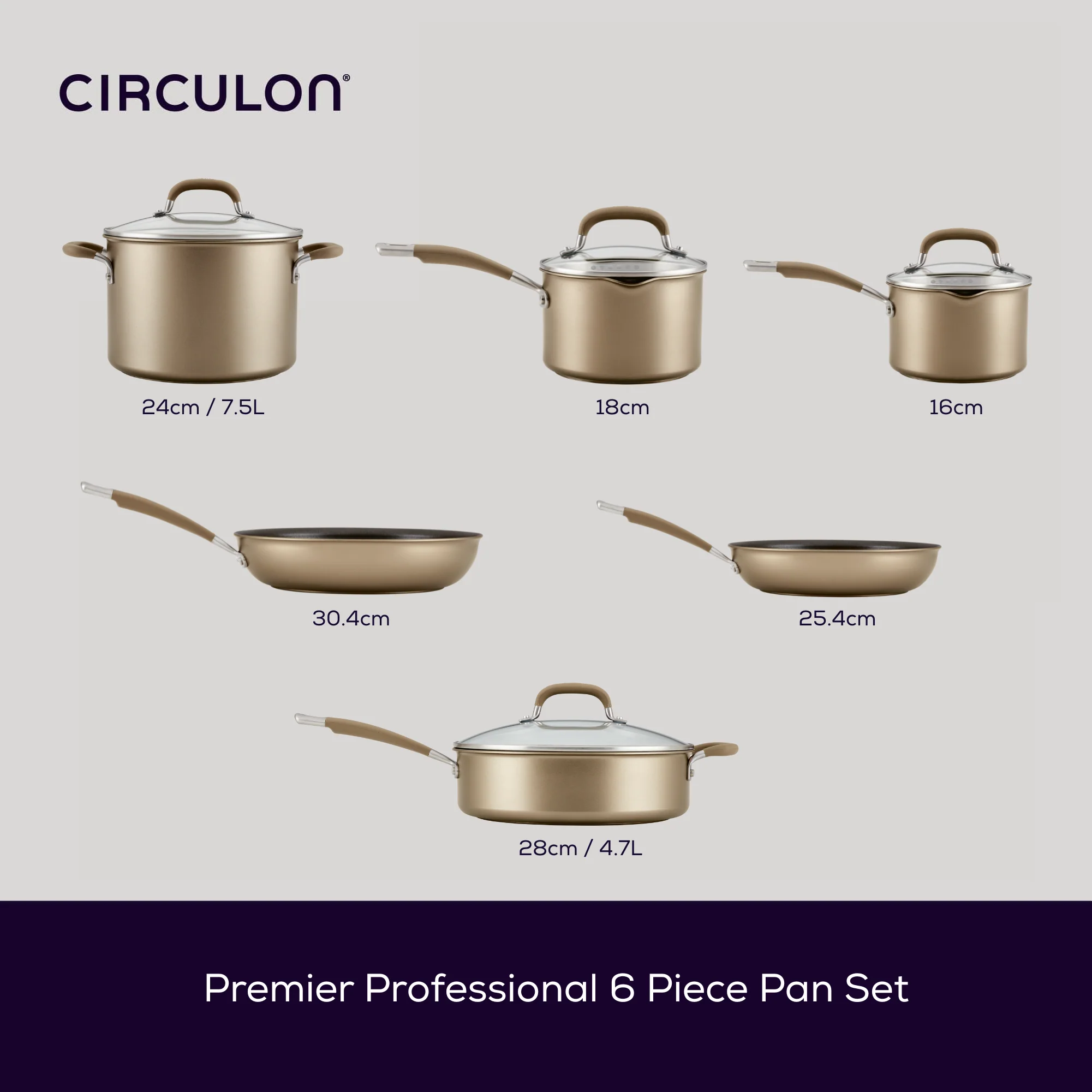Premier Professional Non-Stick Induction Saucepan, Sauté Pan & Skillet Set - 6 Pieces - Image 9