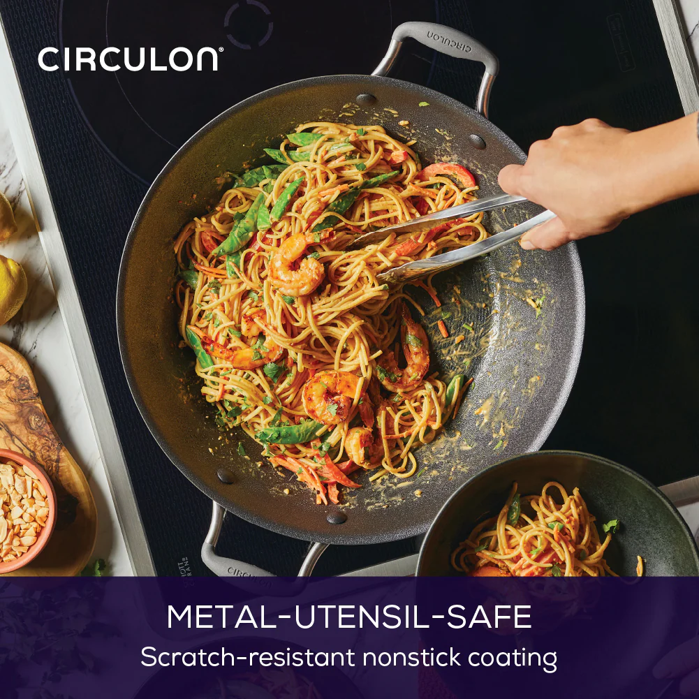 ScratchDefense Extreme Non-Stick Wok & Stainless Steel Lid - 36cm - Image 5