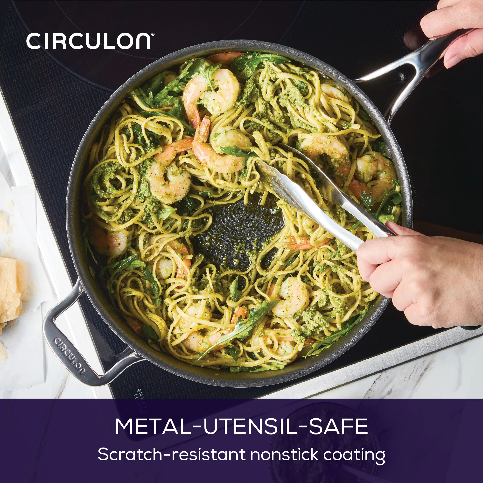 ScratchDefense Multi-Layer Stainless Steel Extreme Non-Stick Sauté Pan & Lid with Helper Handle - 4.7L - Image 5