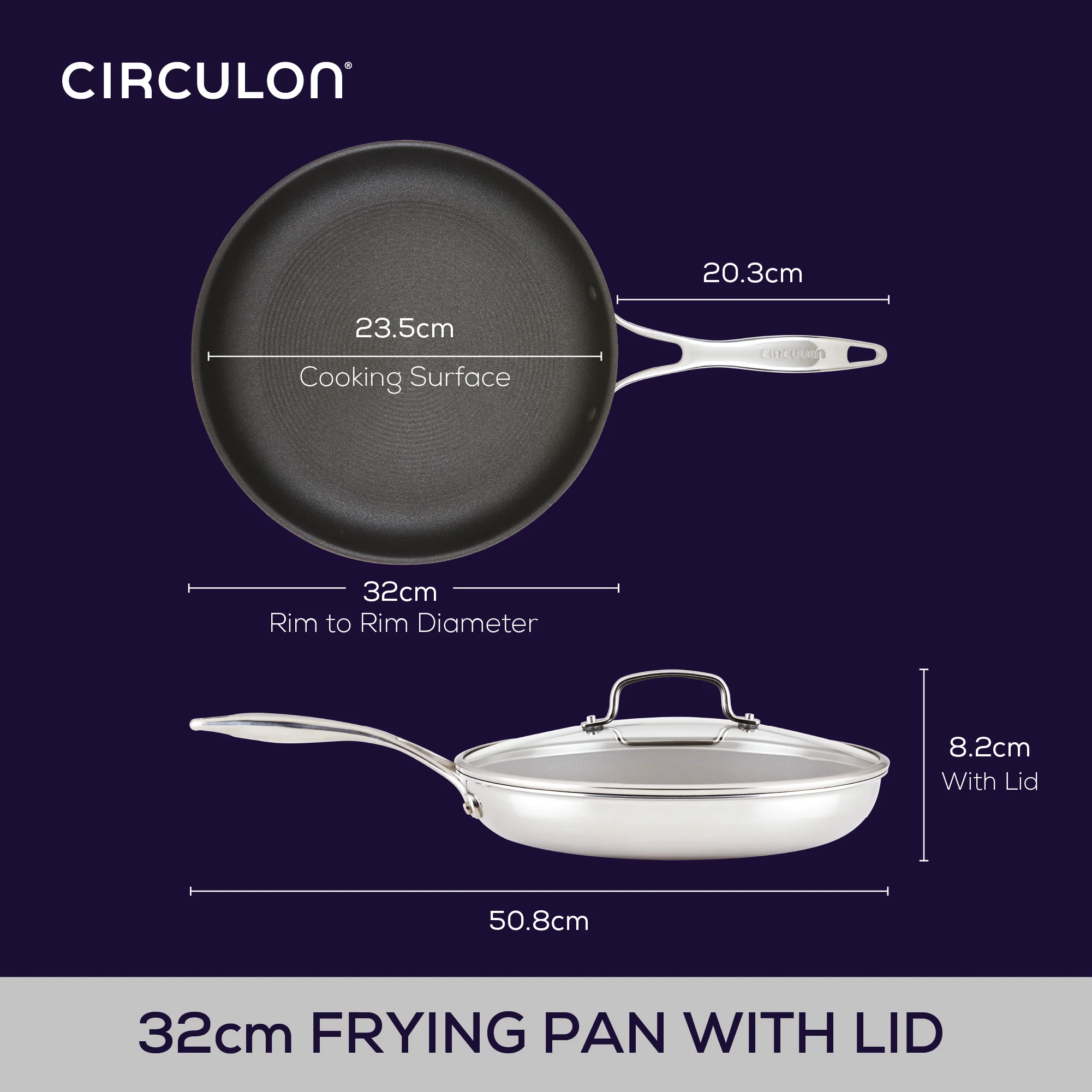 ScratchDefense Multi-Layer Stainless Steel Extreme Non-Stick Induction Frying Pan & Lid - 32cm - Image 13