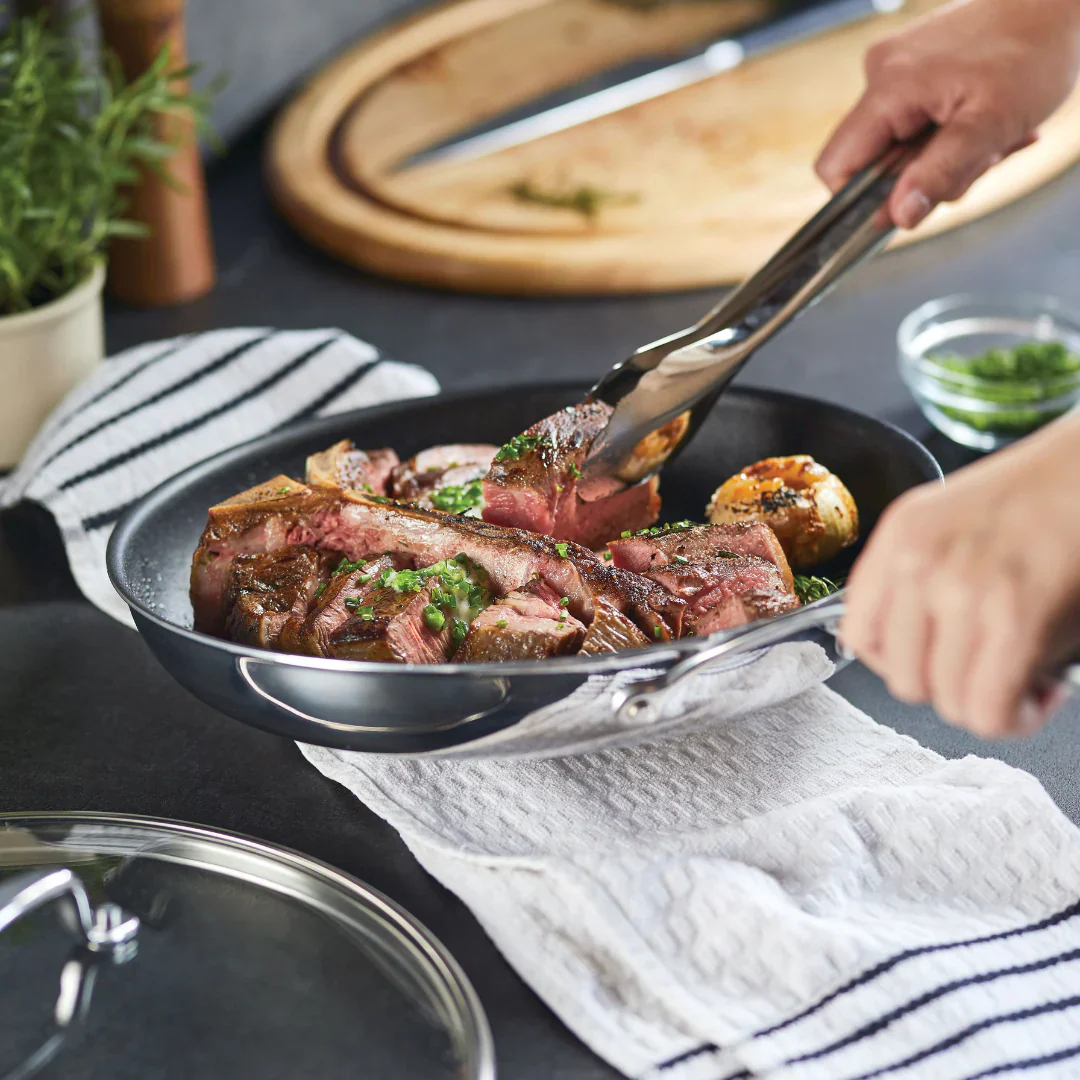 ScratchDefense Multi-Layer Stainless Steel Extreme Non-Stick Induction Frying Pan & Lid - 32cm - Image 14