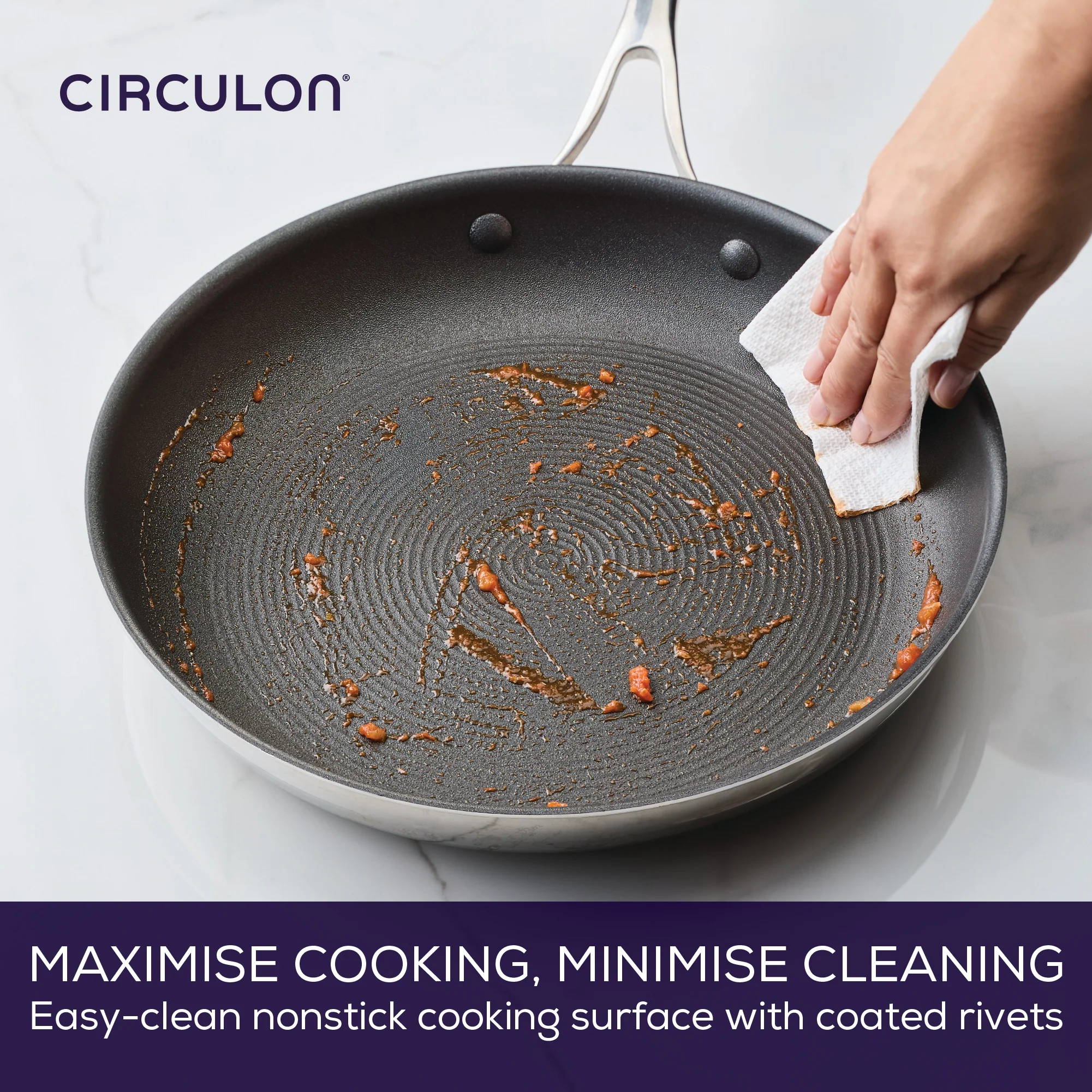 ScratchDefense Multi-Layer Stainless Steel Extreme Non-Stick Induction Frying Pan & Lid - 32cm - Image 7