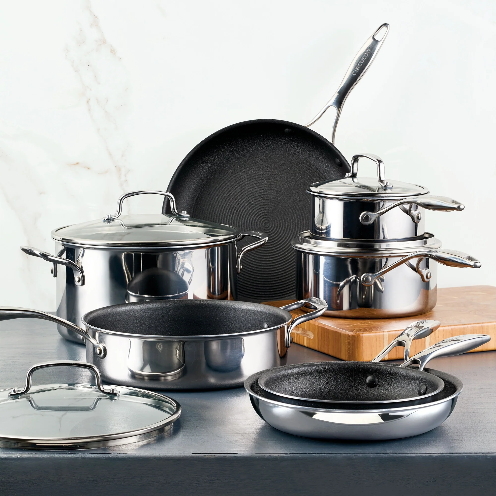 ScratchDefense Multi-Layer Stainless Steel Extreme Non-Stick Frying Pan, Saucepan & Stockpot Pan Set - 5 Pieces - Image 14