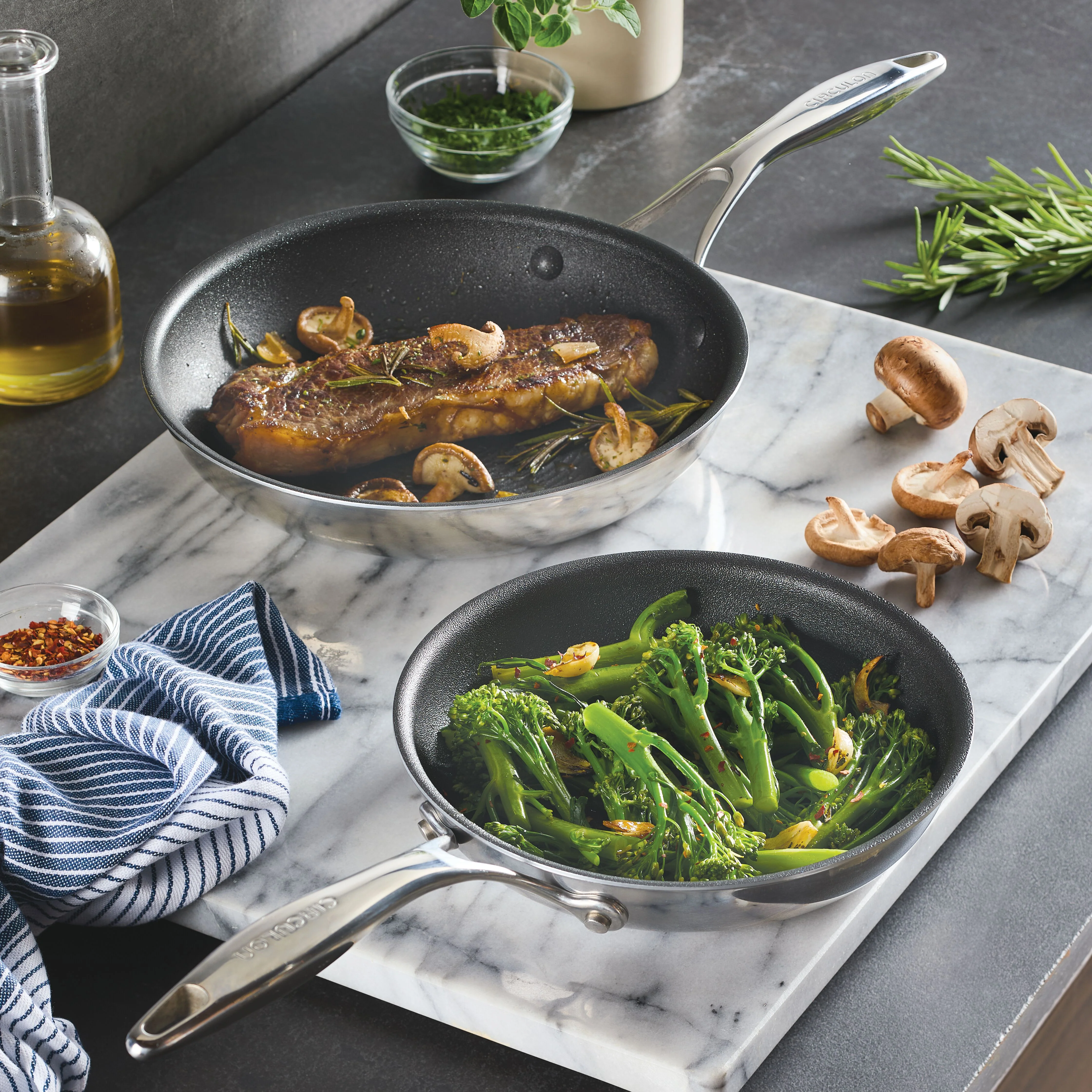 ScratchDefense Multi-Layer Stainless Steel Extreme Non-Stick Induction Frying Twin Set - Small & Medium - Image 14