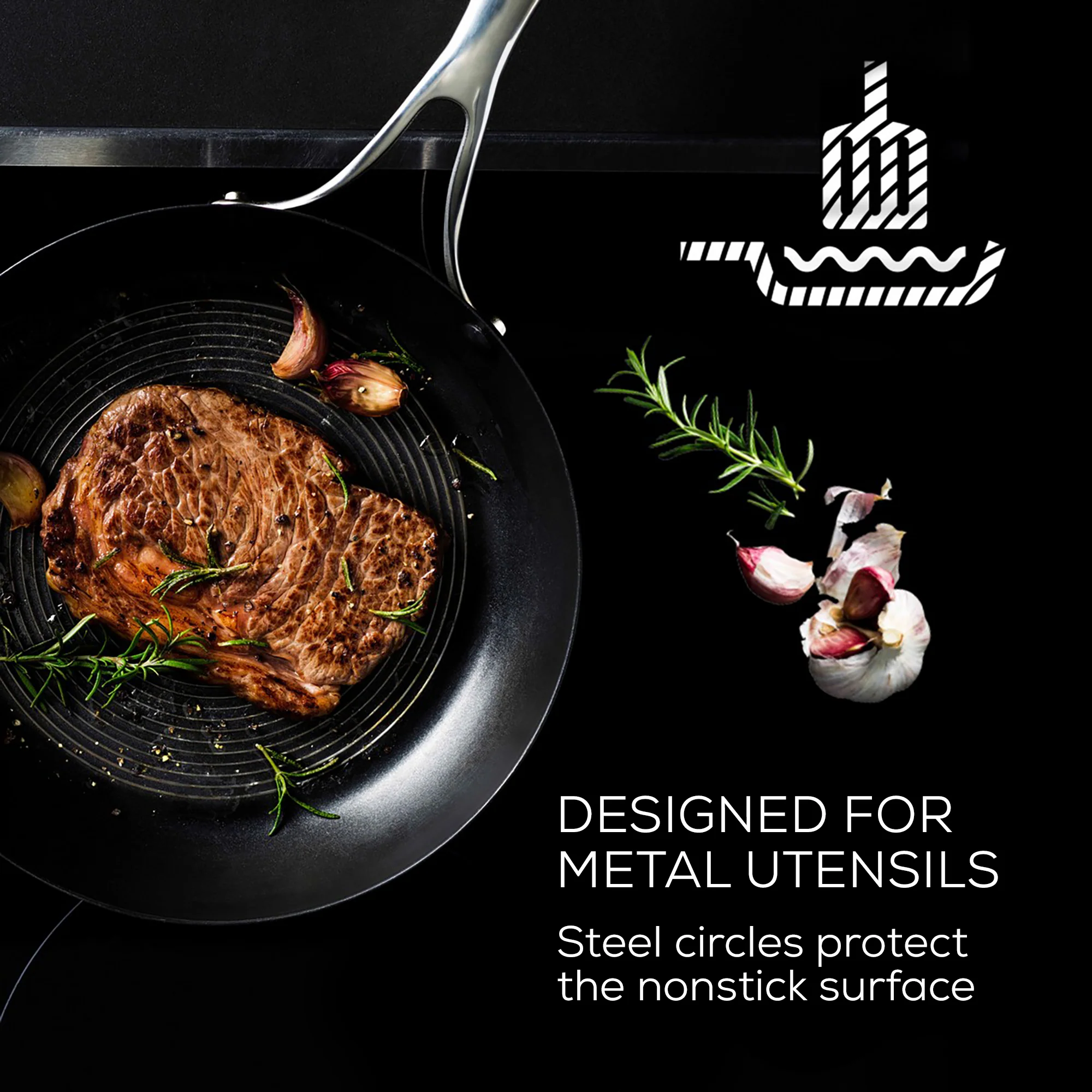 SteelShield™ Polished Stainless Steel Hybrid Non-Stick Frying Pan - 3 Sizes - Image 5