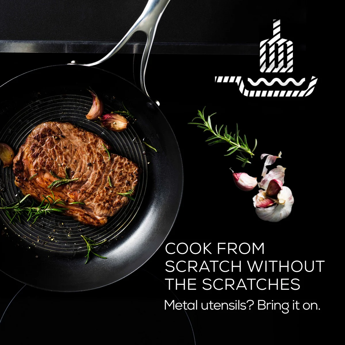 SteelShield™ Brushed Stainless Steel Hybrid Non-Stick Saucepan & Lid Set - 3 Pieces - Image 3