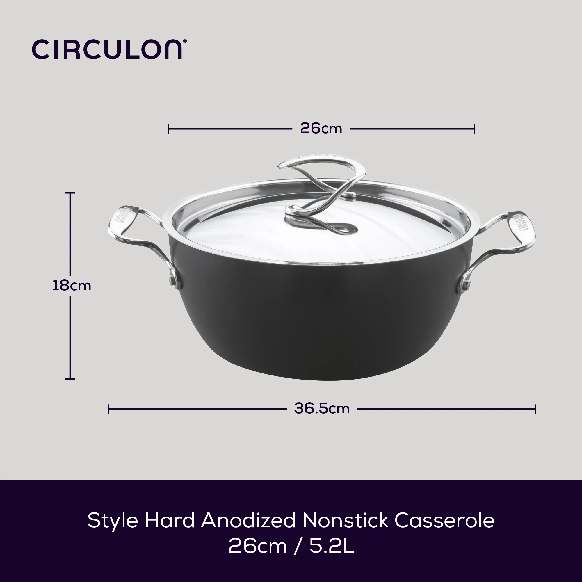 Style Non-Stick Induction Large Family Casserole Dish & Lid - 5.2L - Image 4
