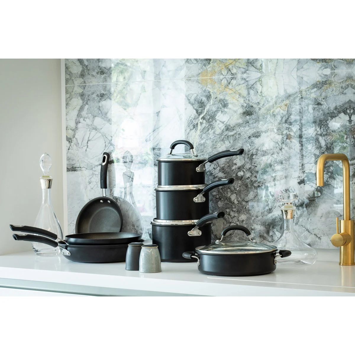 Total Non-Stick Induction Frying Pan, Wok, Saucepan & Steamer Complete Pan Set - 7 Pieces - Image 9